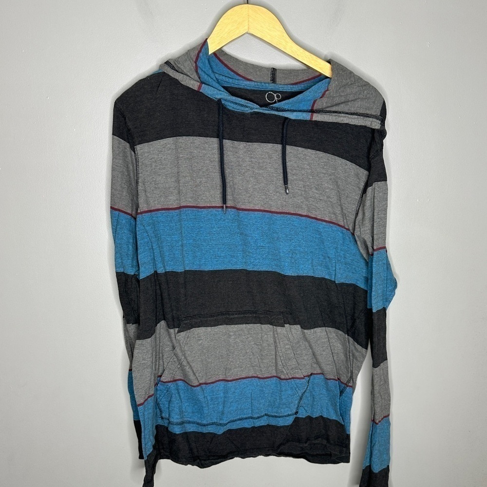 OP grey and blue striped lightweight hoodie